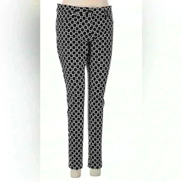 J McLaughlin Black & White Hexagon Patterned Ladies Pants size 8 Casual Slacks - Picture 1 of 8